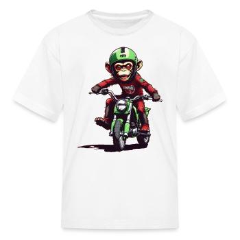 AI Monkey on Dirt Bike - Cool Kids Designs - Kid's T-Shirt - white - Front