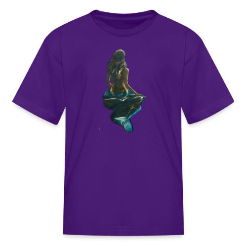 Midnight Mermaid on a rock - Kid's T-Shirt