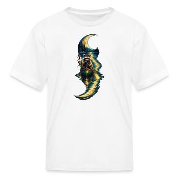 Moonlit Raccoon in a Canoe - Kid's T-Shirt - white - Front