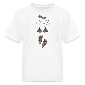Tropical Summer Beach Vacation Sunglasses Bikini - Kid's T-Shirt - white - Front