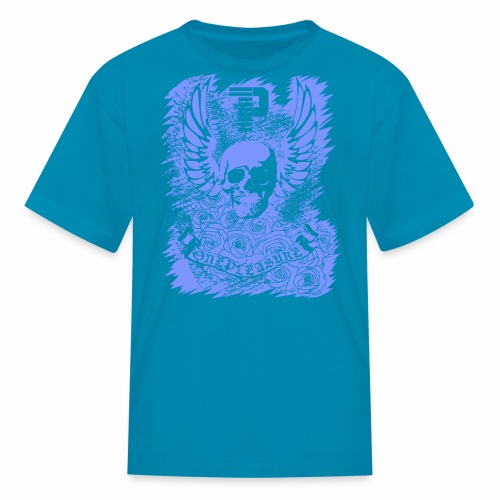 Cool OnePleasure Purple Skull Wings Roses Banner - Kids' T-Shirt