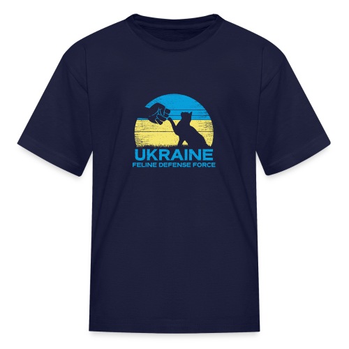 Retro Ukraine Feline Defense Force - Kids' T-Shirt