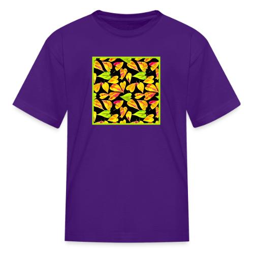 Neon Leaf Art Elegance - Kid's T-Shirt