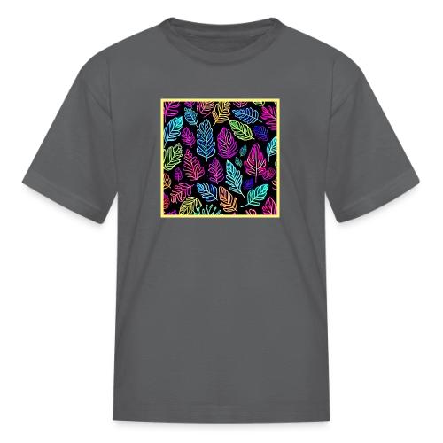 Luminous Foliage Tapestry: Neon Leaves Symphony - Kid's T-Shirt