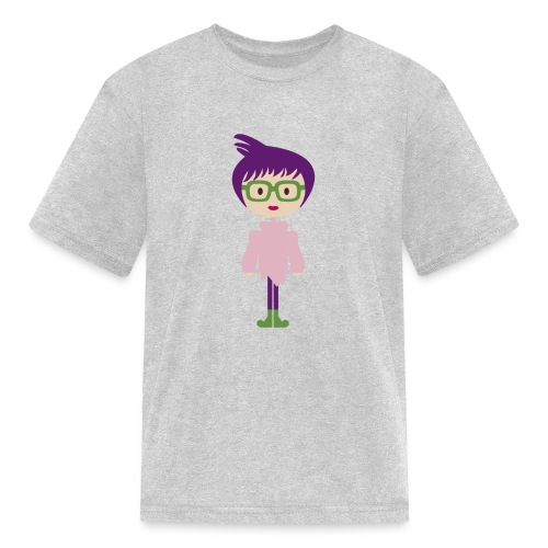 Colorful Mod Girl and Her Green Eyeglasses - Kids' T-Shirt