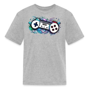 Geek controller - Kid's T-Shirt - heather gray - Front