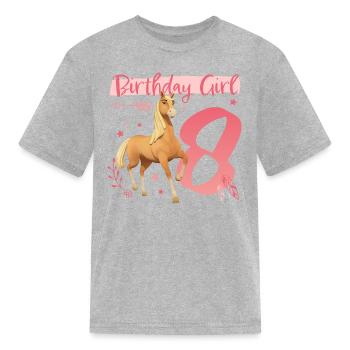 Spirit Birthday Girl 8 Anniversaire Tenue Cadeau - T-shirt Enfant - gris chiné - Devant