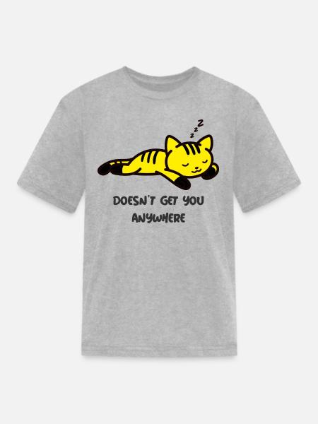 Sleepy Cat - Kid's T-Shirt - heather gray