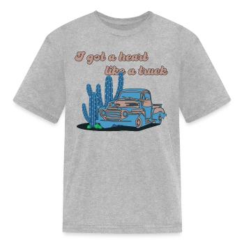 I Got Heart Live A Truck Funny - Kid's T-Shirt - heather gray - Front