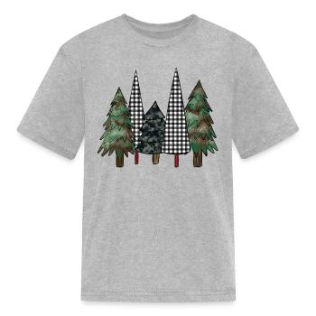 Camo Christmas Tree - Kid's T-Shirt - heather gray - Front