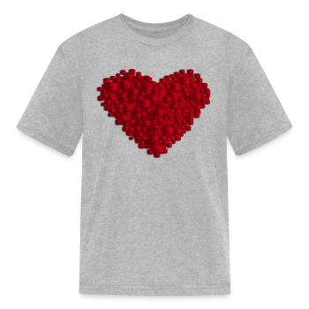 red heart of cubes - Kid's T-Shirt - heather gray - Front