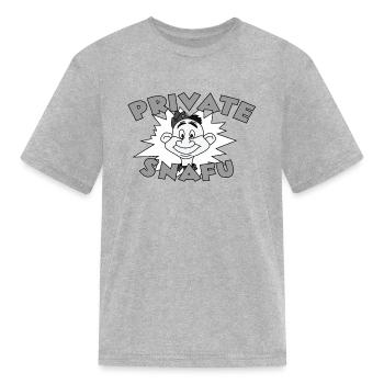 Private Snafu Black and White - Kid's T-Shirt - heather gray - Front