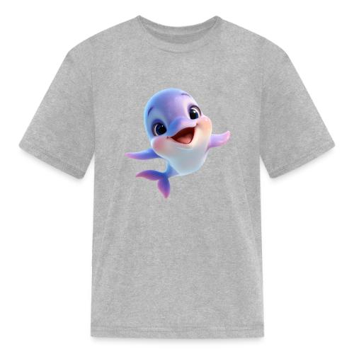 Purple-White Smiling Baby Dolphin - Kid's T-Shirt