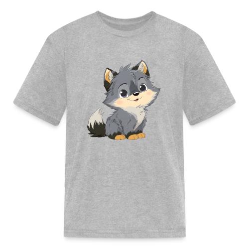 Cute Cartoon Baby Wolf with Innocent Eyes - Kid's T-Shirt