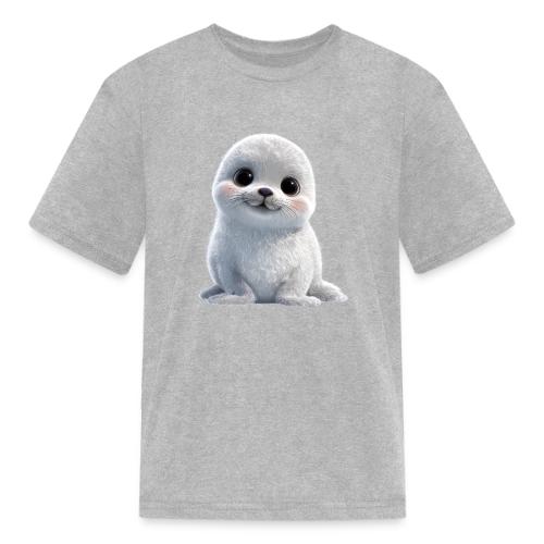 Cute White Cartoon Baby Sea Lion - Kid's T-Shirt