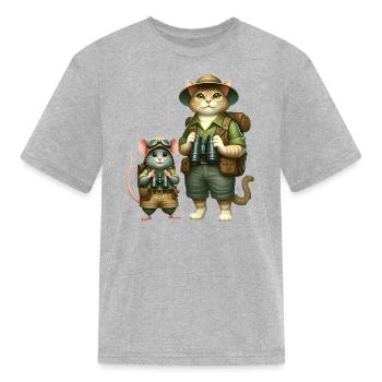 Cat's, maus in wotch - Kid's T-Shirt - heather gray - Front