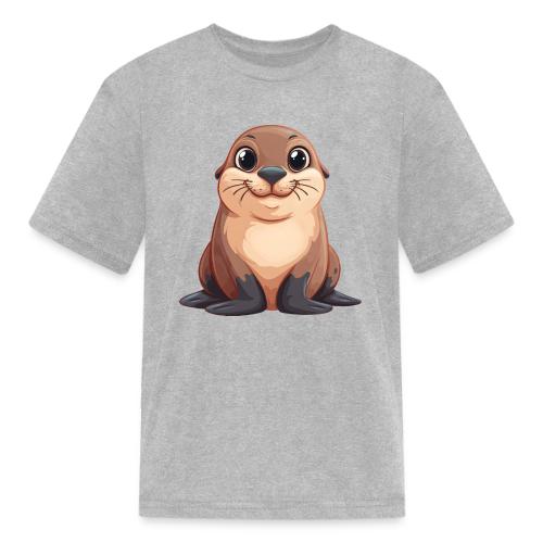 Smiling Cartoon Brown Sea Lion - Kid's T-Shirt