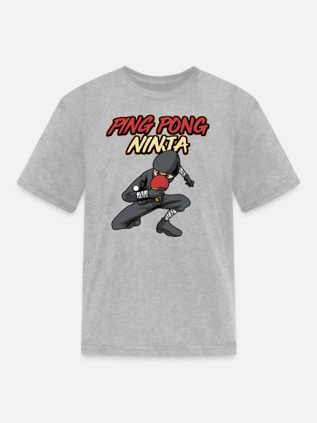 Ping Pong Ninja Table Tennis Player Design - Kid's T-Shirt - heather gray