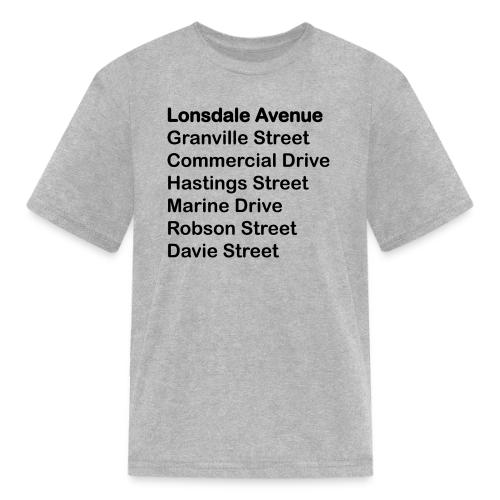 Street Names Black Text - Kid's T-Shirt