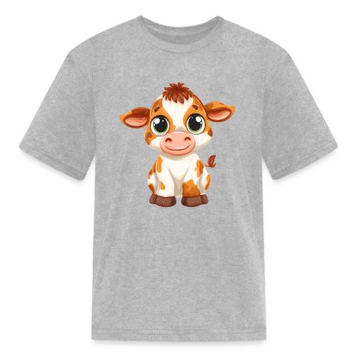 Cute Cartoon Baby Calf with Bright Innocent Eyes - Kid's T-Shirt