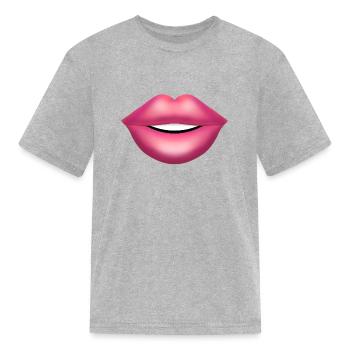 Pink Lips design - Kid's T-Shirt - heather gray - Front