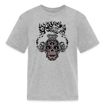 Queen of The Stone Age Skull Logo Tour - Kid's T-Shirt - heather gray - Front
