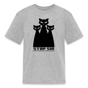 black cat, stop sir - Kid's T-Shirt - heather gray - Front