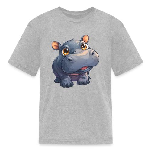 Cute Cartoon Baby Hippo with Big Innocent Eyes - Kid's T-Shirt