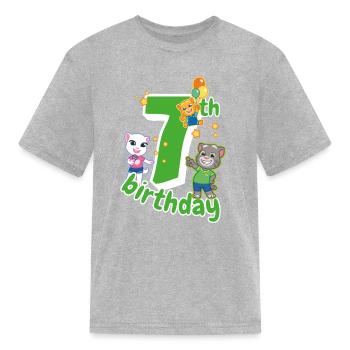 Talking Tom & Friends 7th Birthday - Kid's T-Shirt - heather gray - Front