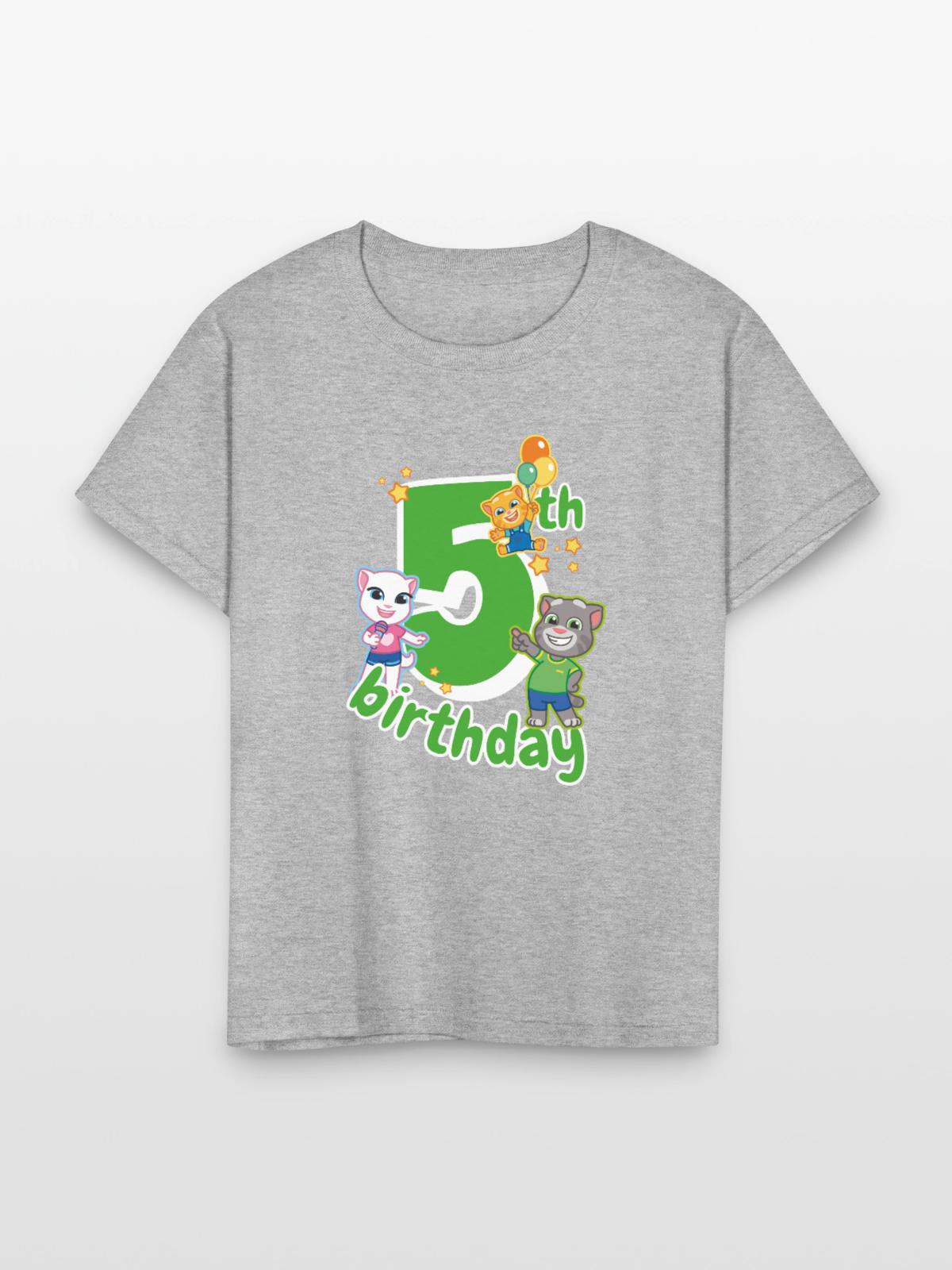 Talking Tom & Friends 5th Birthday - Kid's T-Shirt - heather gray - Front
