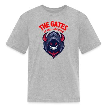 The gates of hell are open Happy Halloween - Kid's T-Shirt - heather gray - Front