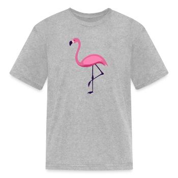 flamingo wildlife standing pink beak pink - Kid's T-Shirt - heather gray - Front