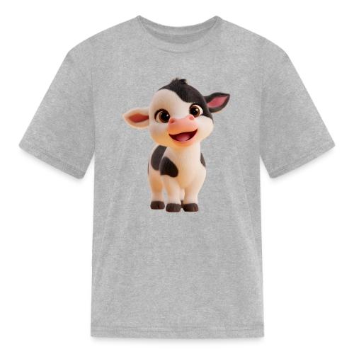 Joyful Cartoon Baby Cow Standing - Kid's T-Shirt