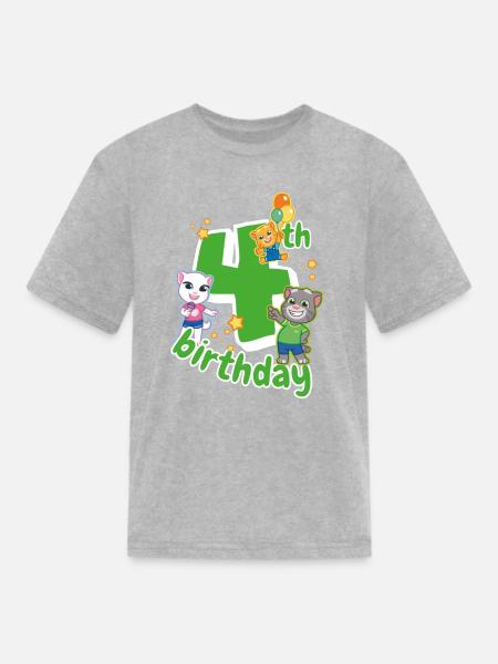 Talking Tom & Friends 4th Birthday - Kid's T-Shirt - heather gray