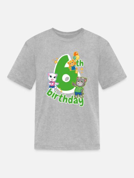 Talking Tom & Friends 6th Birthday - Kid's T-Shirt - heather gray