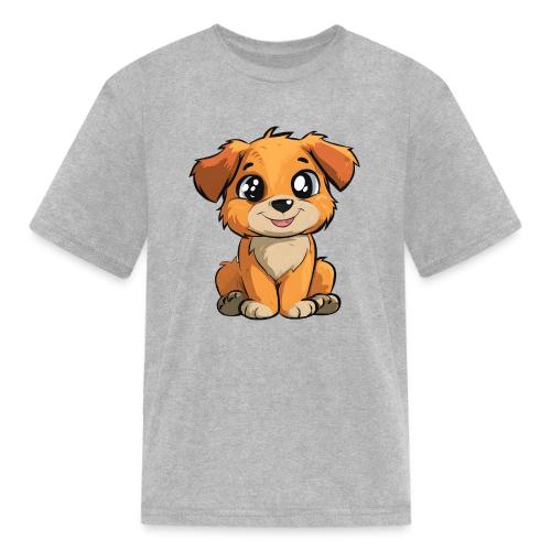Cute Sitting Puppy Cartoon with Big Eyes - Kid's T-Shirt