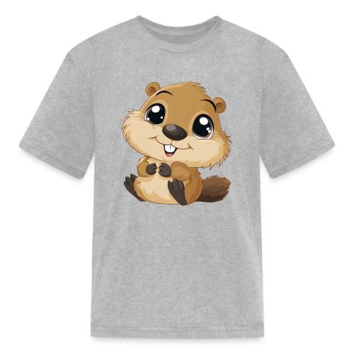 Adorable Cartoon Baby Beaver with Big Eyes - Kid's T-Shirt
