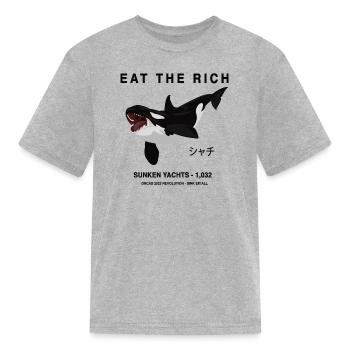 Eat The Rich Orca Revolution - Kid's T-Shirt - heather gray - Front