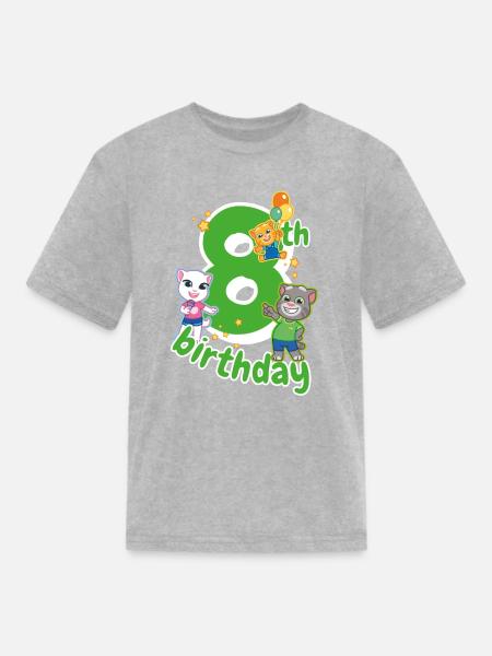 Talking Tom & Friends 8th Birthday - Kid's T-Shirt - heather gray