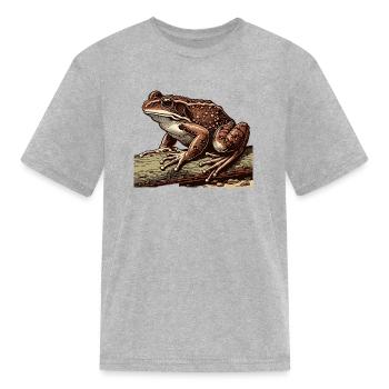 Frog on a Tree for Biologists and Frog Enthusiasts - Kid's T-Shirt - heather gray - Front