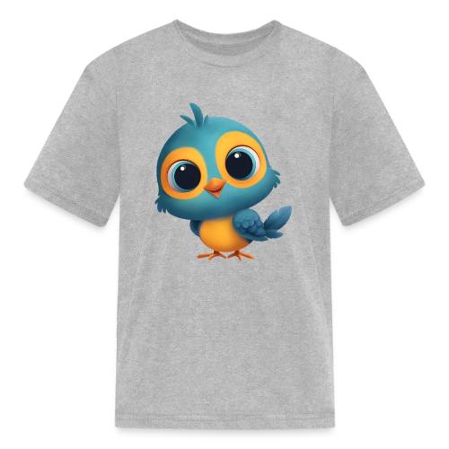 Joyful Cartoon Bird Standing in Yellow and Blue - Kid's T-Shirt