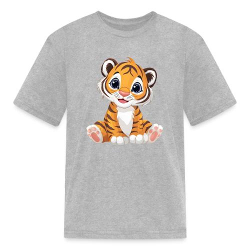 Adorable Cartoon Tiger Cub with Innocent Eyes - Kid's T-Shirt