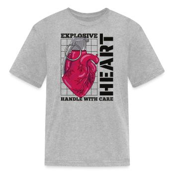 Explosive heart - Kid's T-Shirt - heather gray - Front