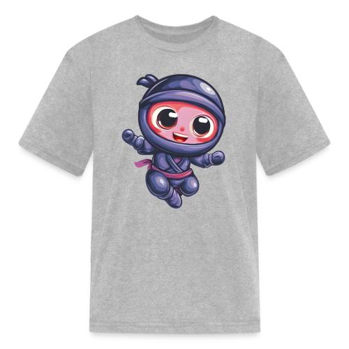 Joyful Cartoon Baby Ninja Jumping in Action - Kid's T-Shirt