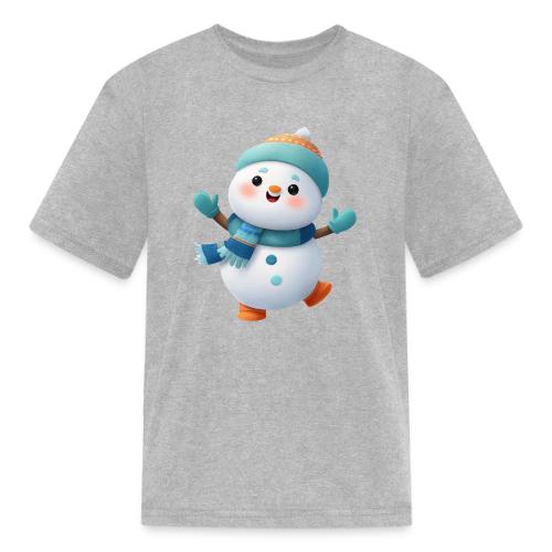 Joyful Cartoon Snowman Arms Up - Kid's T-Shirt