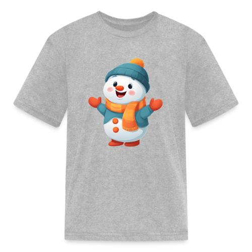 Joyful Cartoon Snowman with Winter Outfit - Kid's T-Shirt