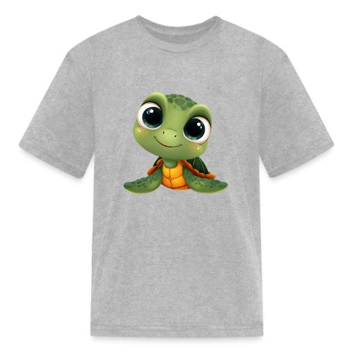 Cheerful Green Cartoon Sea Turtle with Big Eyes - Kid's T-Shirt