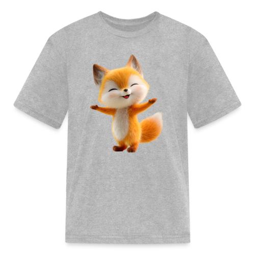 Cute 3D Cartoon Fox Standing Arms Up - Kid's T-Shirt