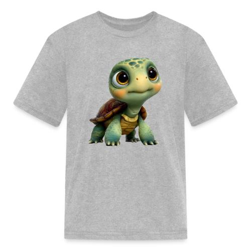Adorable Cartoon Baby Turtle with Big Eyes - Kid's T-Shirt