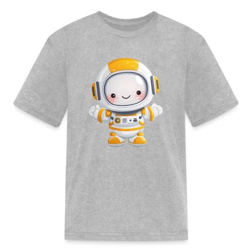 Cute Cartoon Baby Astronaut in White and Yellow - Kid's T-Shirt